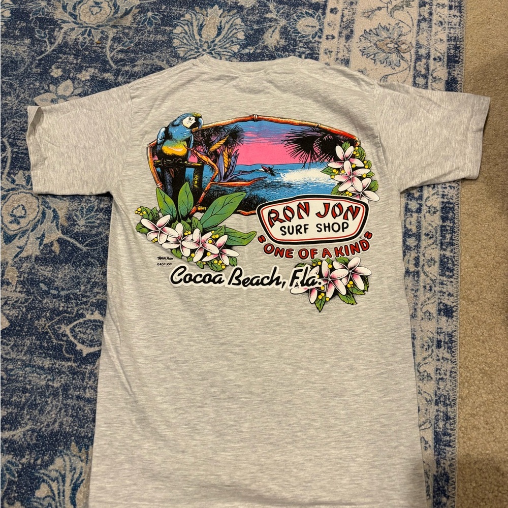 Ron Jon Gray T-Shirt with Tropical Bird Design